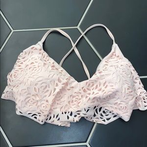 Light Pink Bikini Top with Cut outs on Ruffle